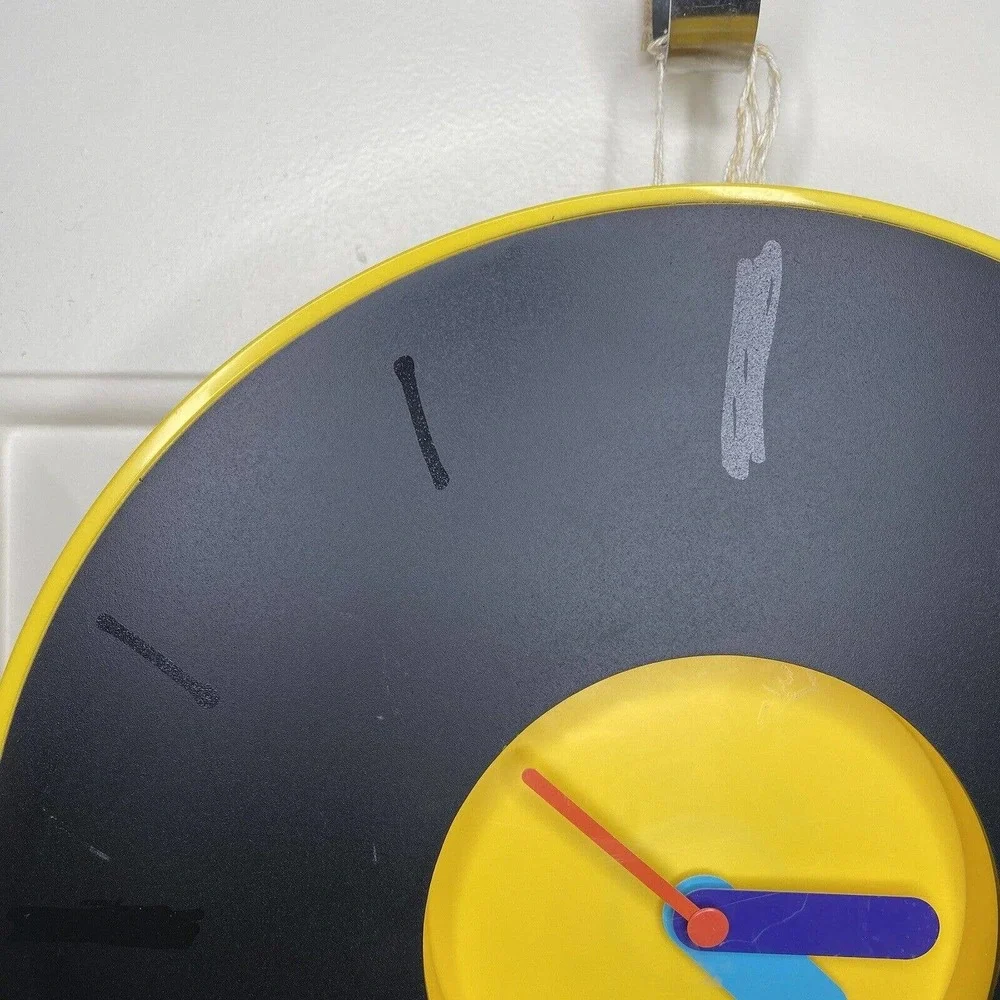 IKEA Pladdra Wall Clock - 90s Memphis Milano Style Yellow Clock - Working!